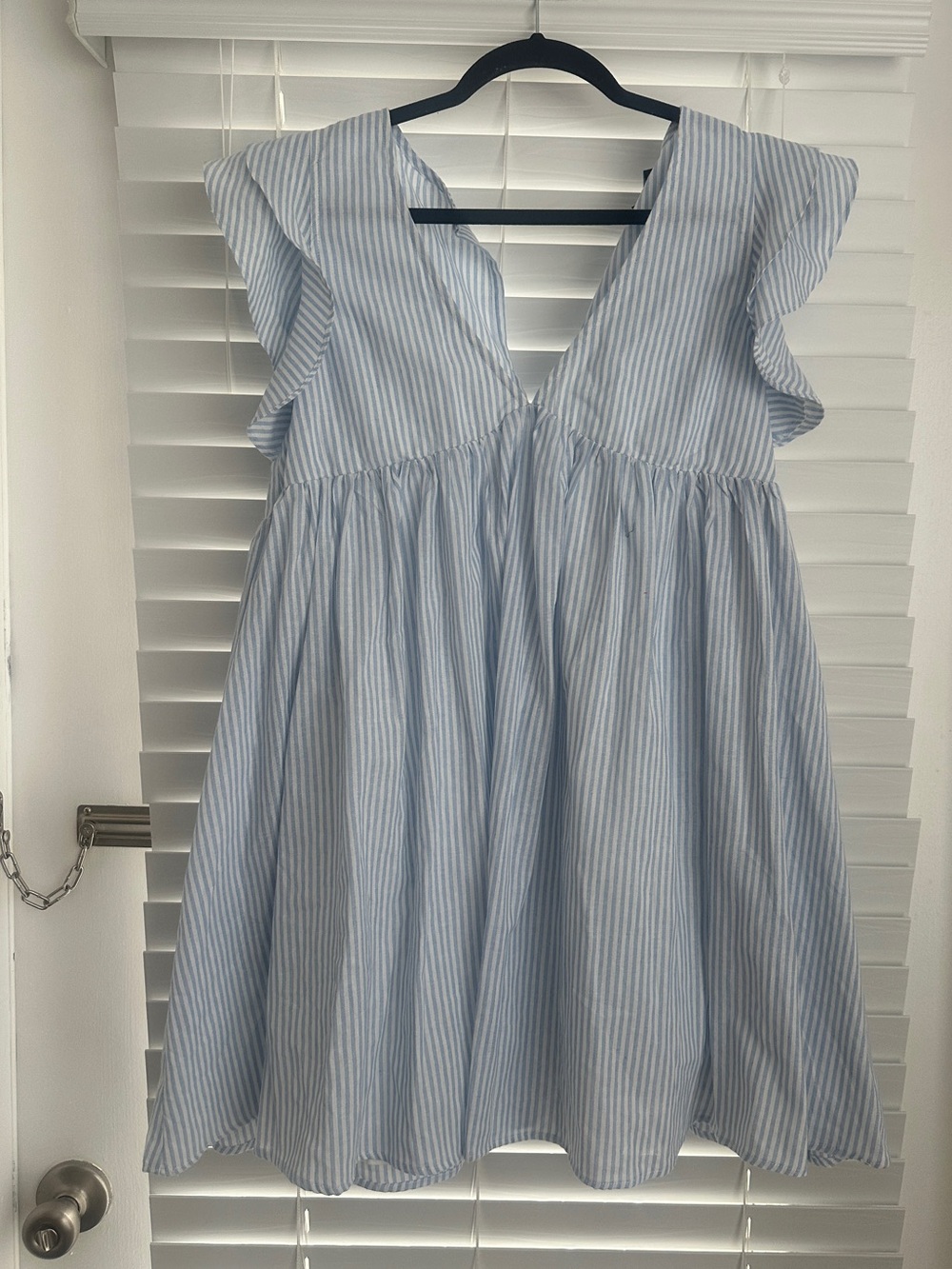 Baby Blue Striped Baby Doll Dress